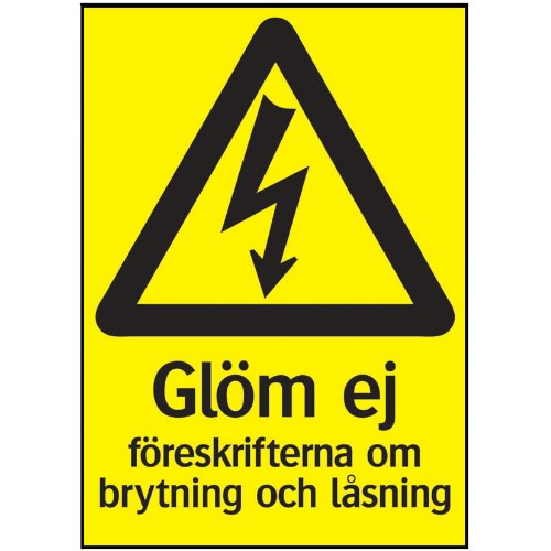 Sign do not forget the regulations about electricity