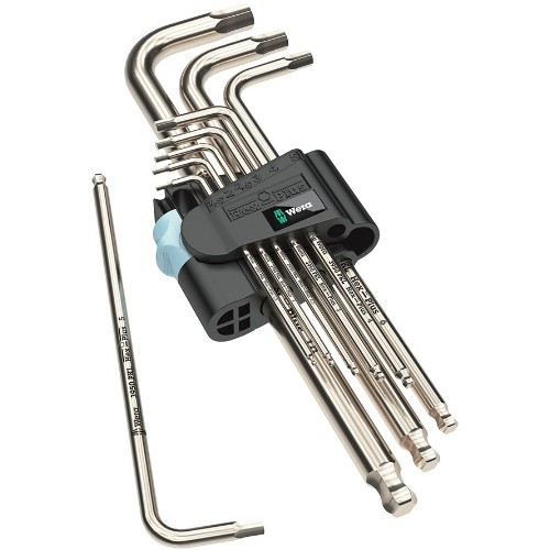 Insexnyckelsats mm kula WERA 3950/9 Hex-Plus Stainless