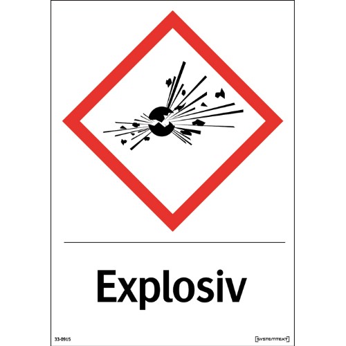 Skylt CLP explosiv självhäftande