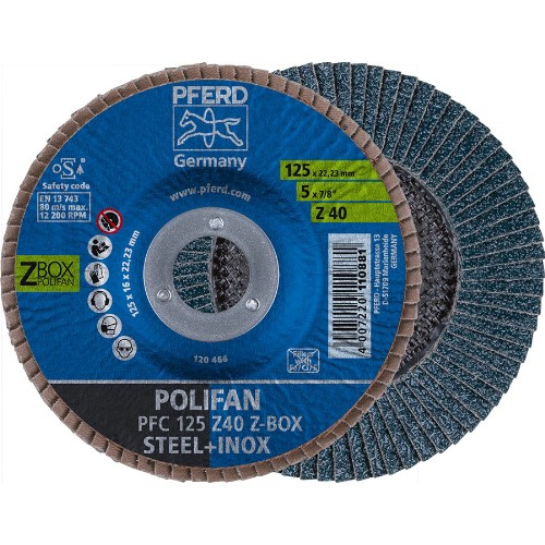 Lamellrondell PFERD PFC 125 Z 40 Z-BOX STEEL+INOX vinklad