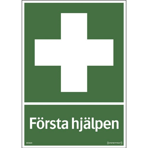 Skylt första hjälpen dubbelsidig