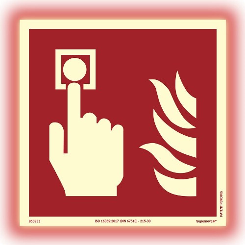 Skylt brandlarmsknapp Supernova+ färgefterlysande