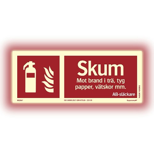 Skylt skumsläckare Supernova+ färgefterlysande