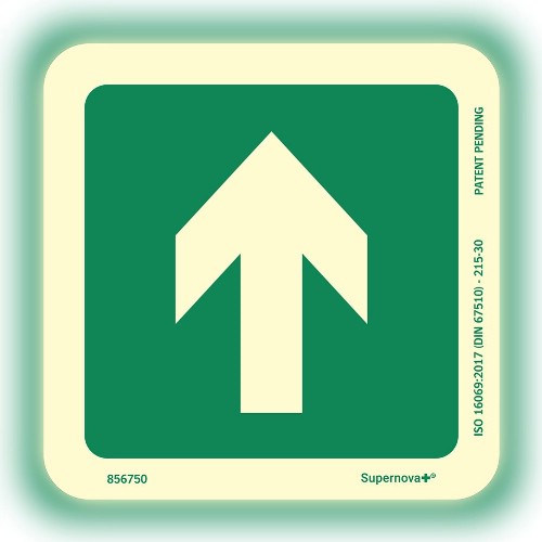 Skylt hänvisningspil Supernova+ färgefterlysande självhäftande