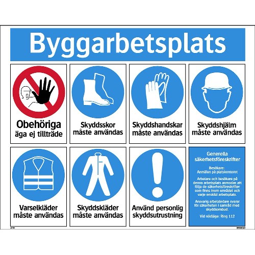 Kombinationsskylt byggarbetsplats