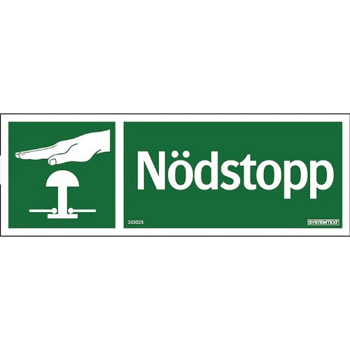 Skylt nödstopp grön