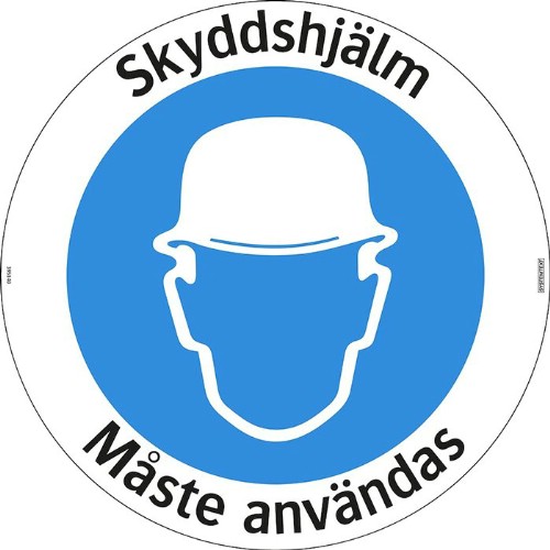 Golvdekal skyddshjälm måste användas