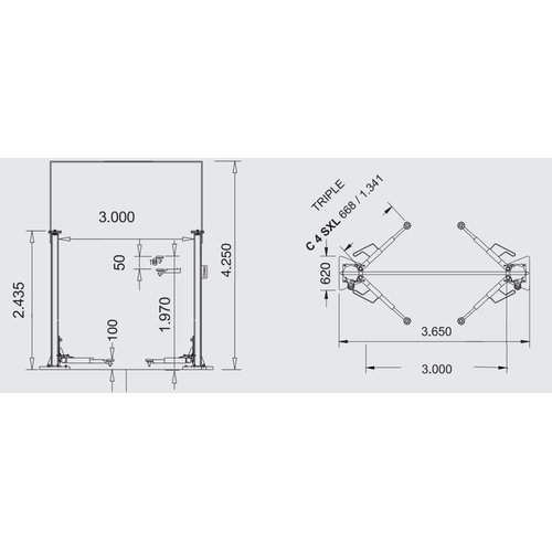 2 Pelarlyft 4 ton C4s XL