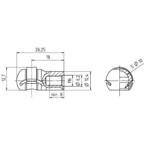Kulhållare M6 metall 10mm kula