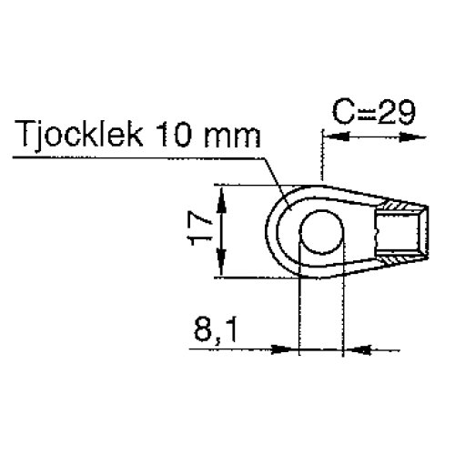 Ögla 8mm, M8, L=29, T=12