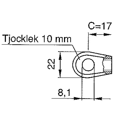Ögla 8mm, M6, L=17, T=10