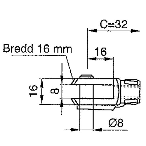 Gaffel 8mm, M8, L=32, T=8
